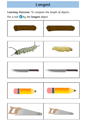 Length and Height Worksheets - Year 1