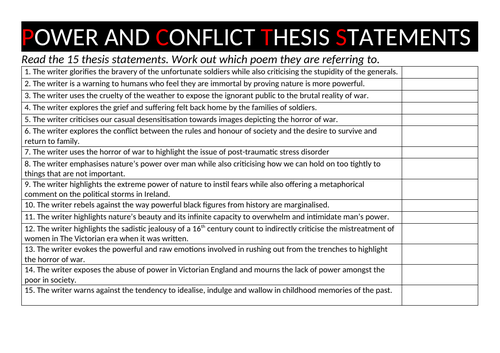 Power and Conflict conceptual summary quiz