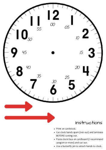 printable clock hands template