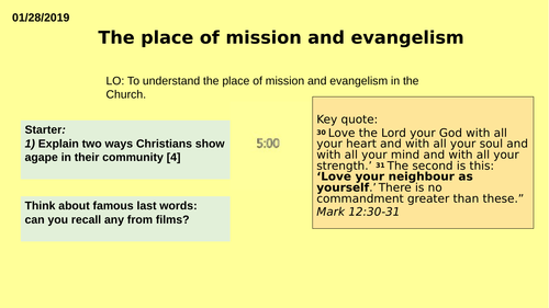 AQA GCSE RE RS - Christianity Practices - L6 The place of mission and Evangelism