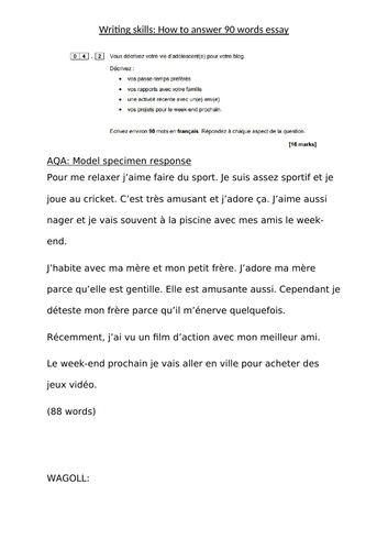 90 word essay french