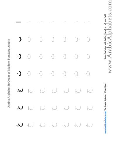 Arabic Alphabet Tracing Worksheets Teaching Resources