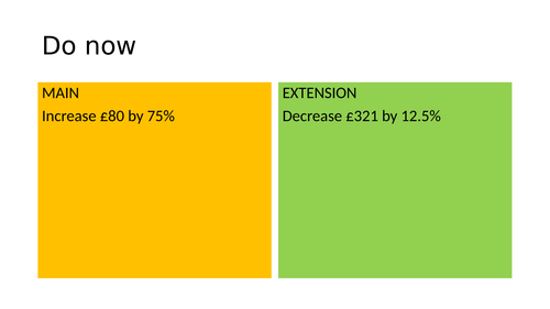 percentage increase and decrease | Teaching Resources