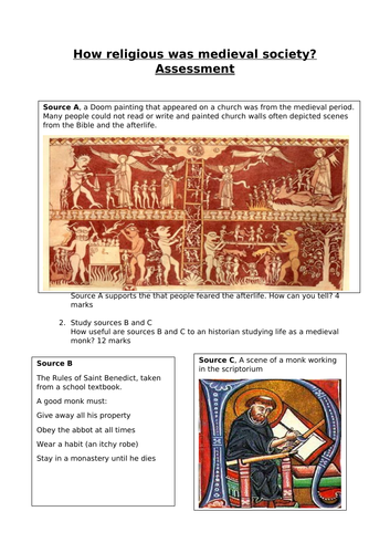 Medieval Religion Assessment