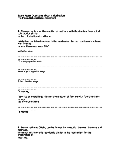 AQA AS level Unit 3 Section 2 Haloalkanes -formation, chain reactions, nucleophilic substitution,