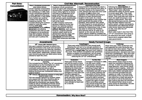 American West Part Three Knowledge Organiser | Teaching Resources