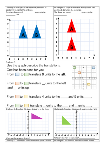 Year 6 Translations based Maths Autumn Block 4 Geometry on White Rose Mastery scheme