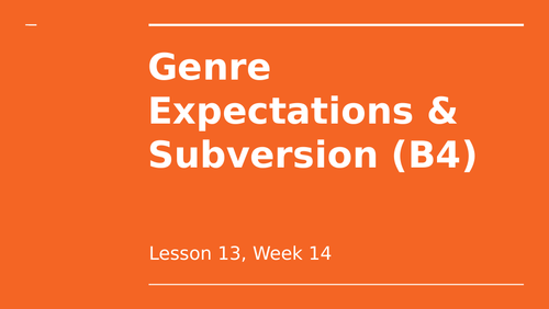 Media Representations: Genre Expectations