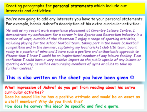 writing a personal statement extra curricular activities