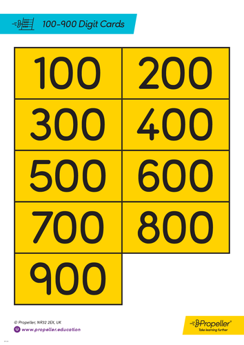 100 900 Digit Cards Teaching Resources