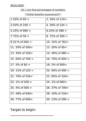 Year 5/6 - finding percentages of amounts | Teaching Resources