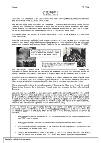 Introduction To The Cold War Worksheet Teaching Resources 4010