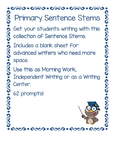 Primary Sentence Stems : Set One | Teaching Resources