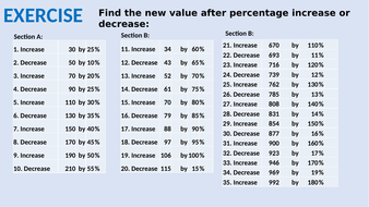 percentage increase decrease worksheet | Teaching Resources