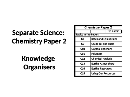 AQA Chemistry Paper 2: Knowledge Organisers: Revision