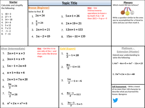 Solving Equations - 1, 2 and Multi Steps