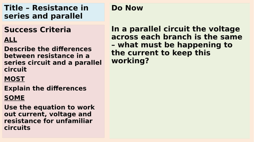 Resistance in series and parallel | Teaching Resources