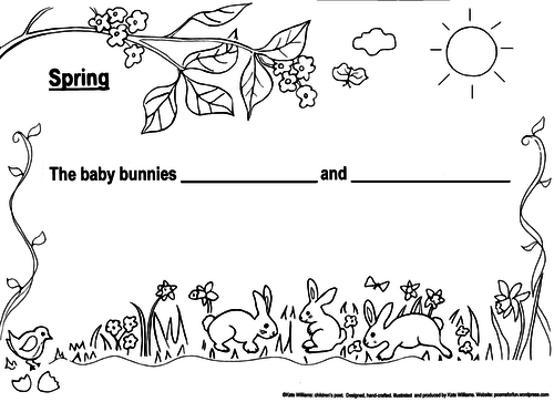 SPRING Writing + Colouring Sheets - 3 Grades, R+KS1