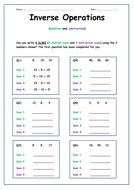 Inverse Operations - Addition & Subtraction sums | Teaching Resources