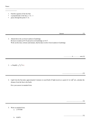 IGCSE/GCSE Maths progression tests (Year 10) | Teaching Resources