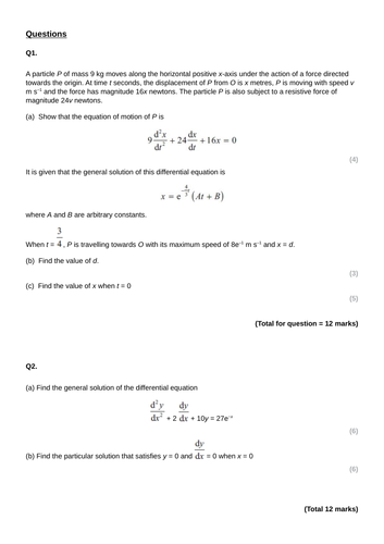 Further Maths - Edexcel - A Level - Questions by Topic | Teaching Resources