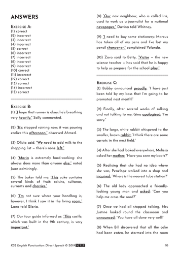 direct speech punctuation worksheet pdf