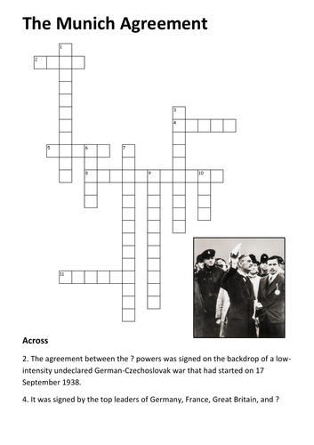 The Munich Agreement Crossword Teaching Resources