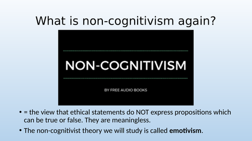 Eduqas / WJEC A Level Religious Studies - Ethics Theme 1F -Meta-Ethics: Non- Cognitvism: Emotivism