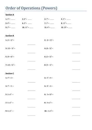 Order of Operations BODMAS/BIDMAS Worksheets | Teaching Resources