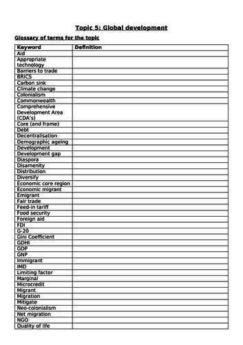 Global Development Revision Workbook