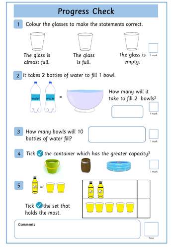 volume and capacity year 1 white rose maths style teaching resources