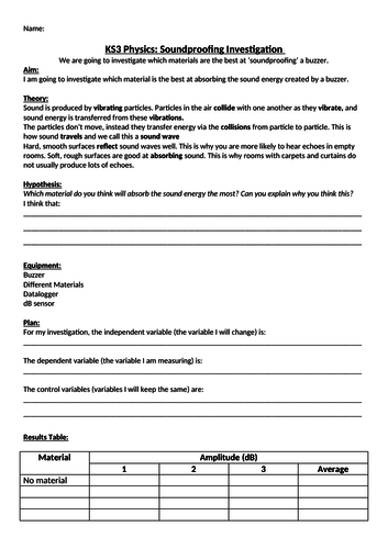 KS3 Physics Waves: L05_6 Soundproofing Investigation