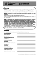 euphemism techniques toolkit worksheet and powerpoint teaching