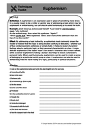 euphemism techniques toolkit worksheet and powerpoint
