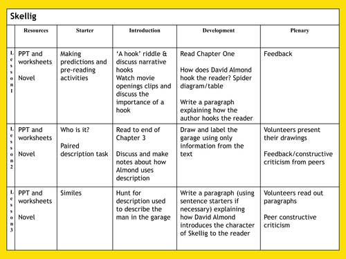 Skellig by David Almond (PowerPoint, worksheets and lesson plans ...