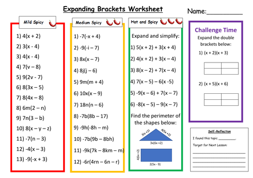  Expanding Brackets Differentiated Worksheet With Answers Teaching Resources