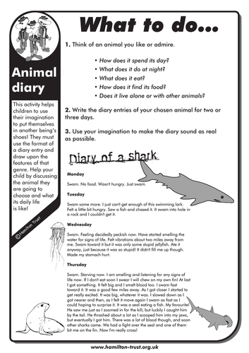 Animal diary - English Homework - UKS2