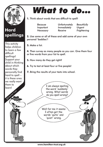 Hard spellings - English Homework - UKS2