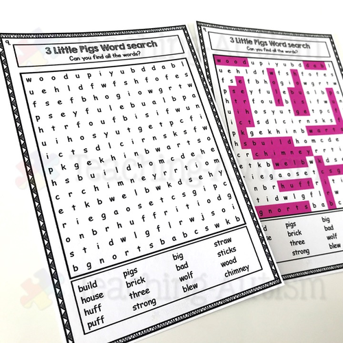 3 Little Pigs Word Search Activities | Teaching Resources