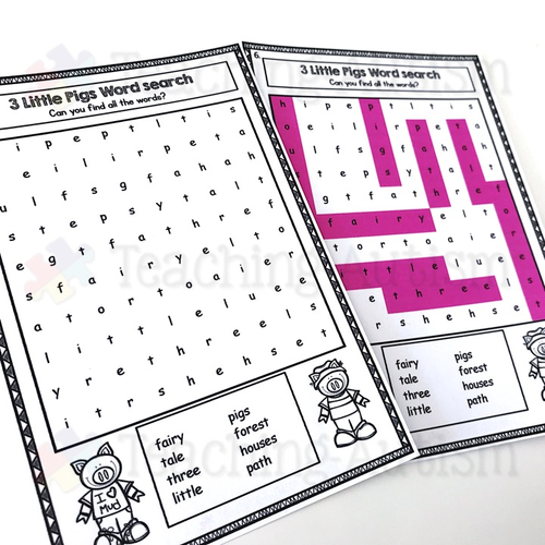 3 Little Pigs Word Search Activities | Teaching Resources