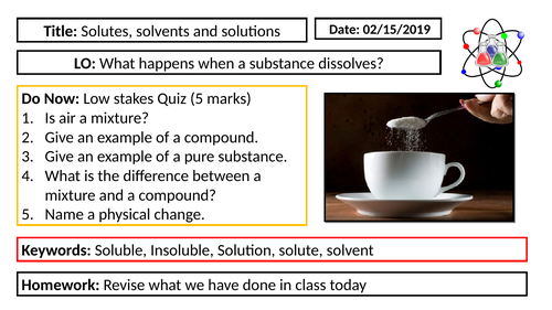 KS3 Chemistry - Solutes, solvents and solutions