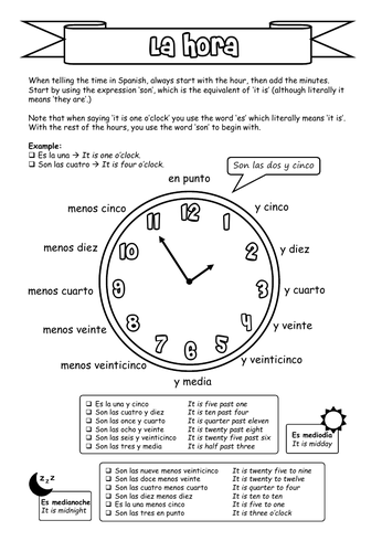 spanish-ks3-la-hora-telling-the-time-teaching-resources