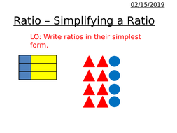 Ratio - Simplifying a Ratio | Teaching Resources