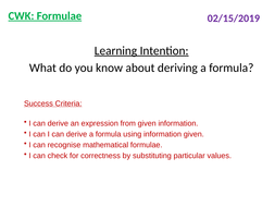 Derive a Formula | Teaching Resources