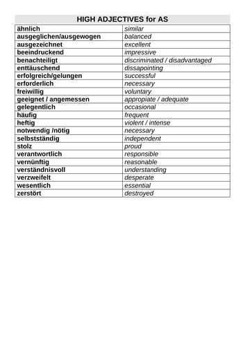 list-of-high-level-adjectives-for-a-level-german-examinations