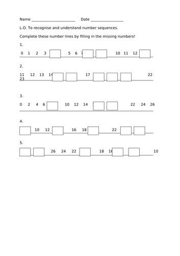 number sequences for ks1 | Teaching Resources