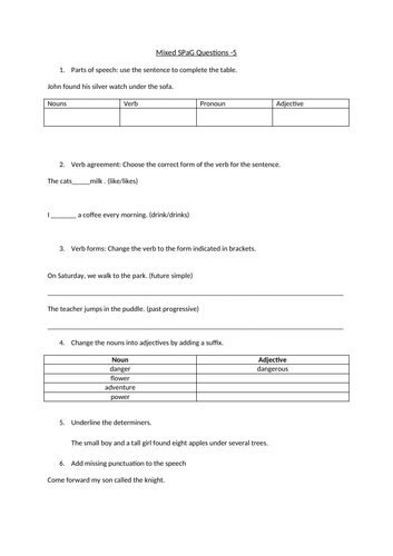 Year 5 spag worksheets with answers image