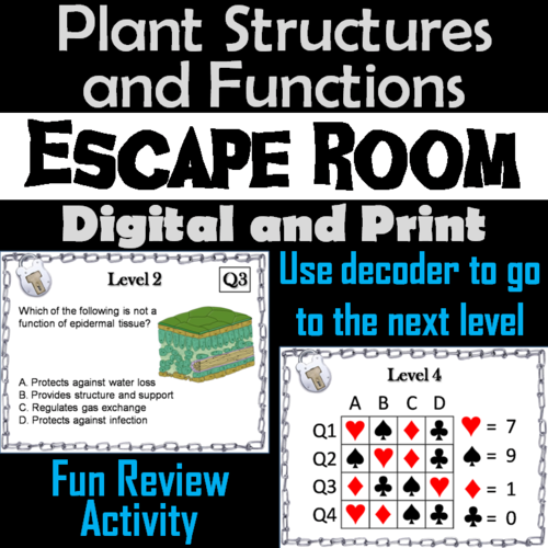 Parts of a Plant: Structures and Function: Biology Escape Room - Science