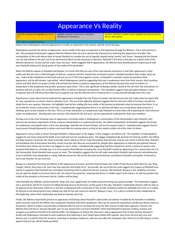 Macbeth Model Answer Appearance Vs Reality