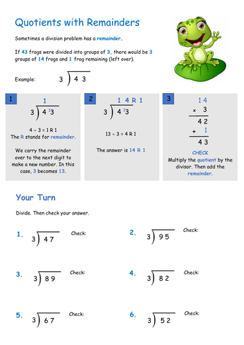 short division with remainders teaching resources